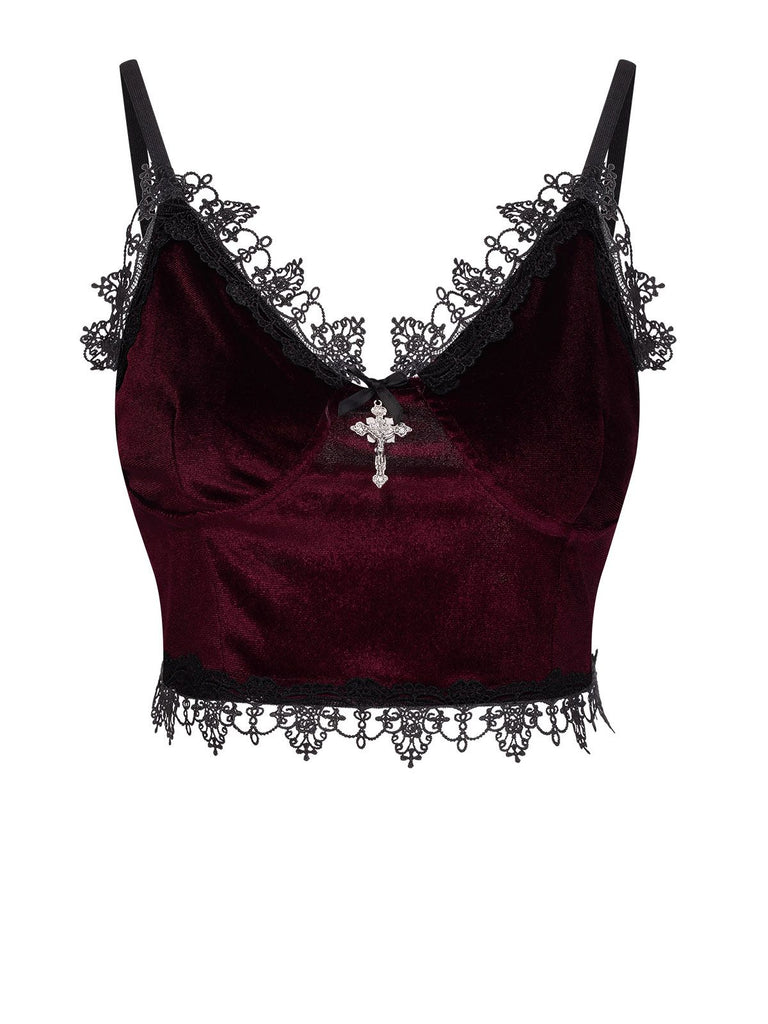 1980s Lace Patchwork Cross Crop Camisole, vintage fashion, retro style - perfect for women who love vintage and retro fashion