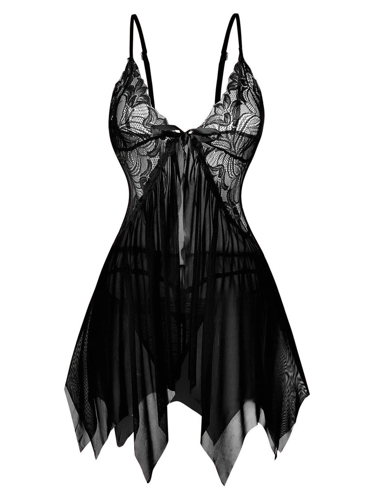 1980s Lace Satin Ribbon Babydoll Lingerie Set | Retro Stage