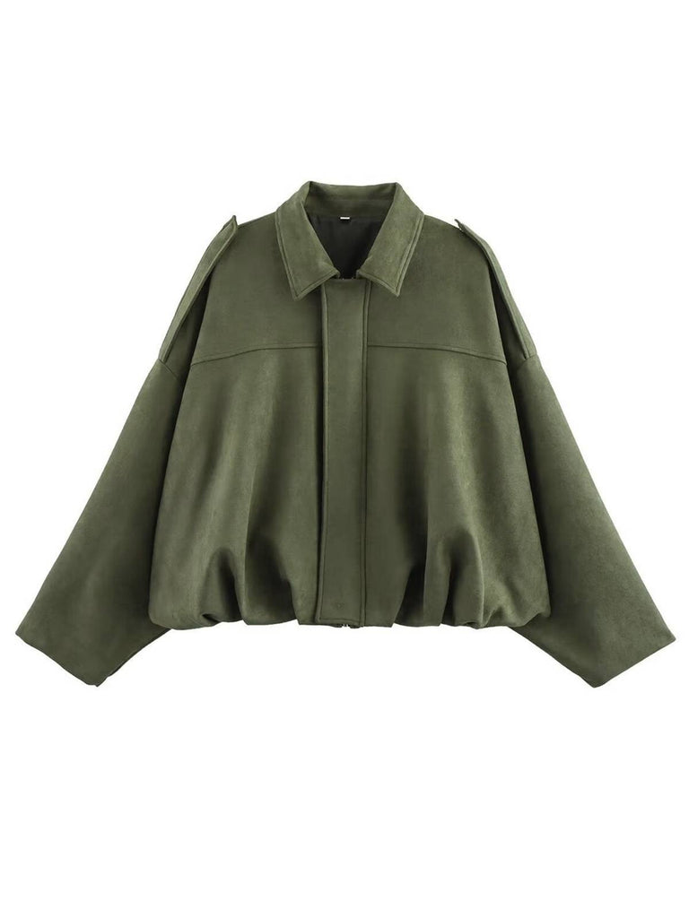 1980s Lapel Oversized Suede Jacket - vintage fashion, retro style