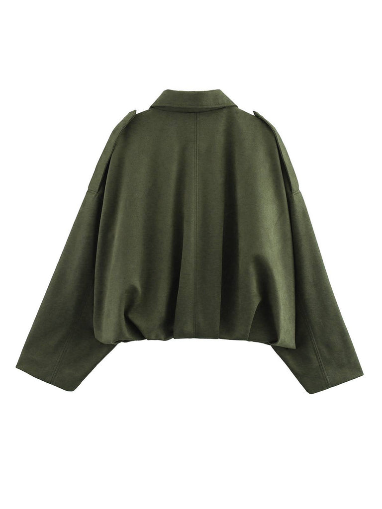 1980s Lapel Oversized Suede Jacket - vintage fashion, retro style