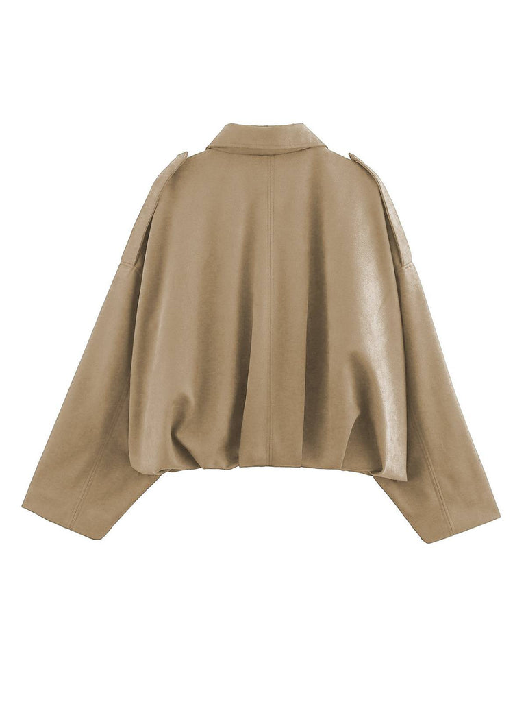 1980s Lapel Oversized Suede Jacket - vintage fashion, retro style
