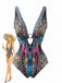Elegant Pat 1980s Vintage Floral Swimsuit 1