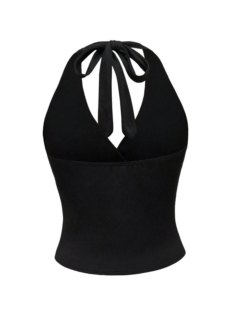 1980s Leopard Print Halter Neck Wrap Top - vintage fashion, retro style