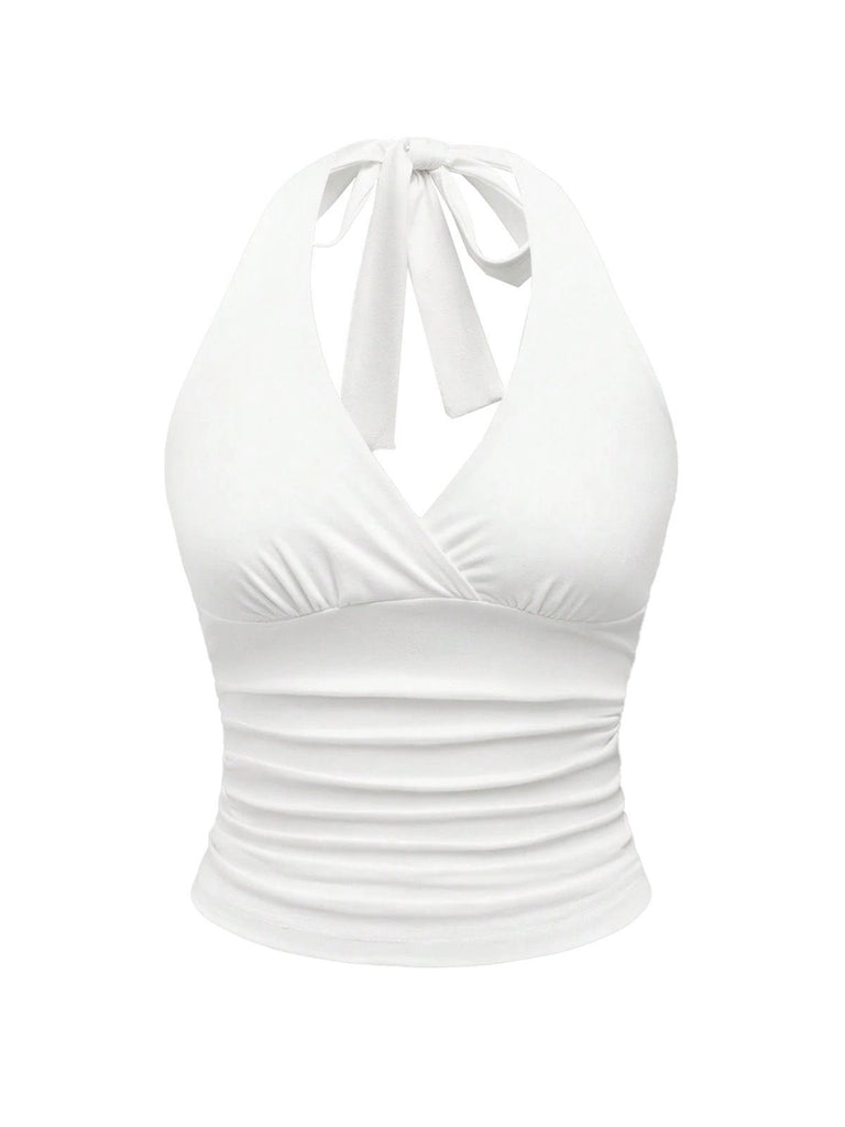 1980s Leopard Print Halter Neck Wrap Top - vintage fashion, retro style