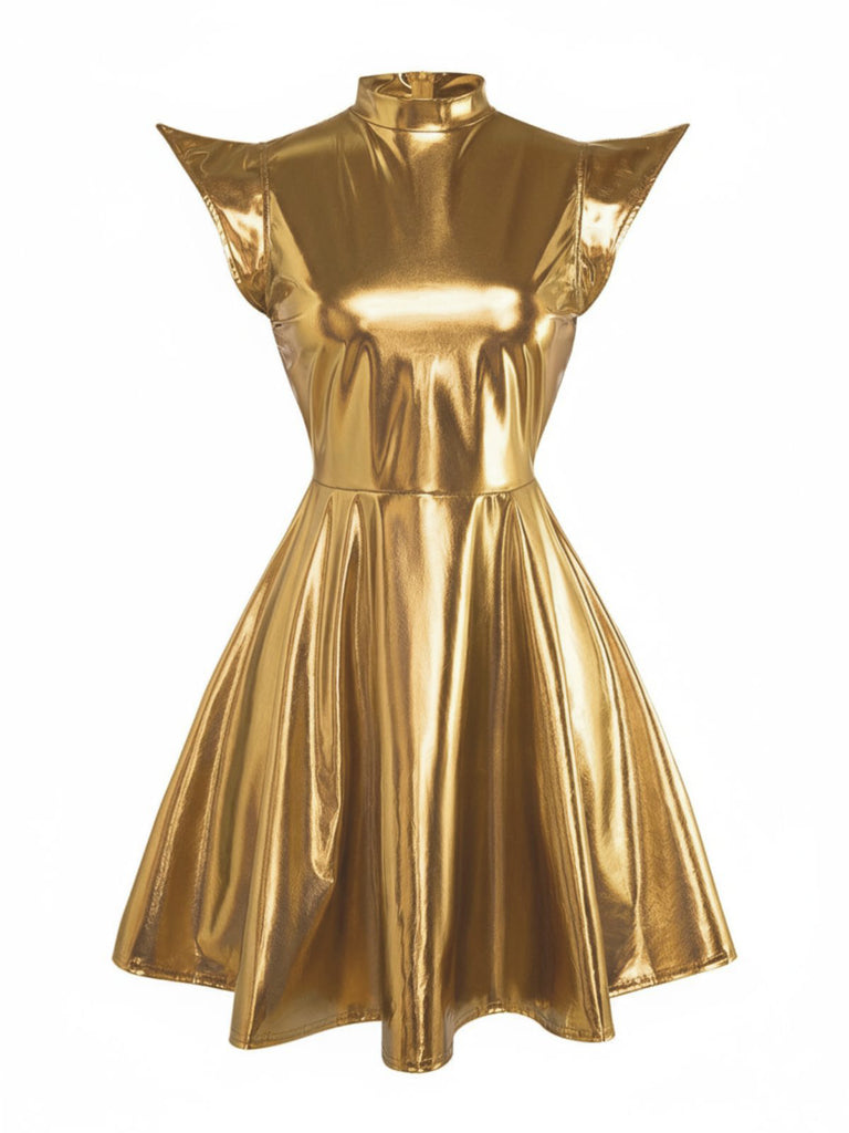 1980s Metallic Futuristic Party Mini Dress | Retro Stage 1980s Metallic Futuristic Party Mini Dress | Retro Stage