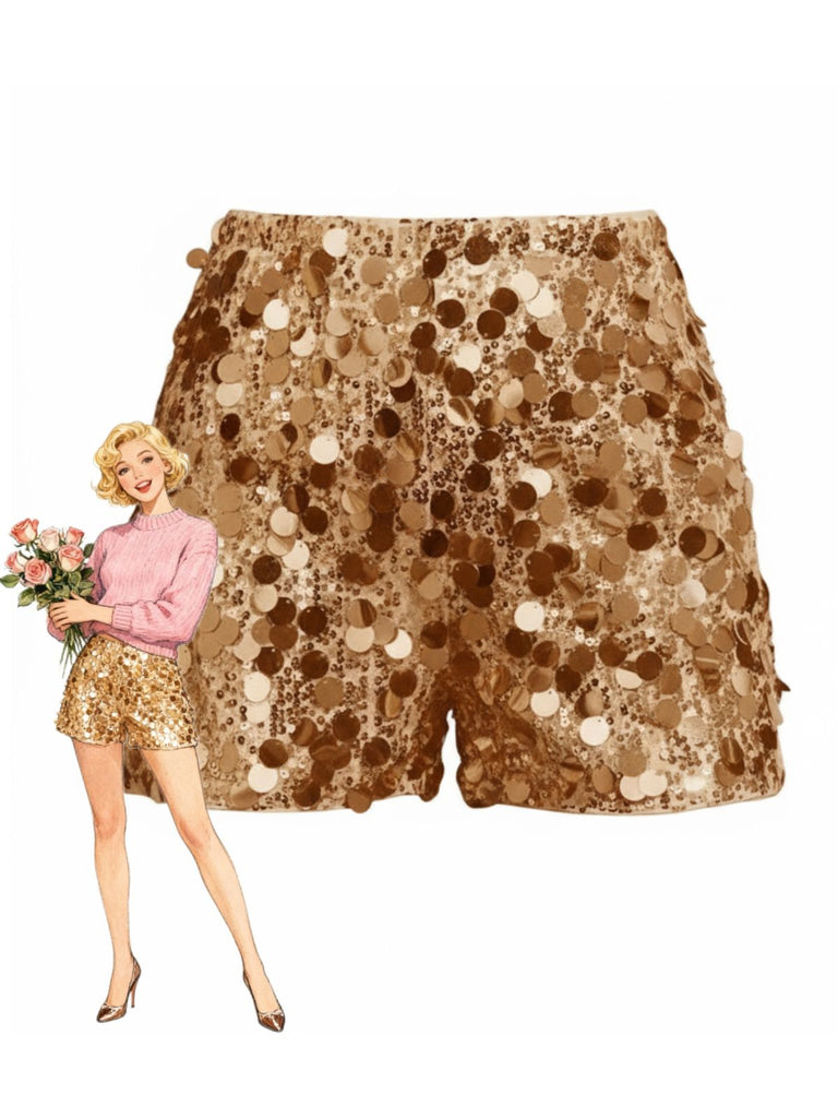 1980s Metallic Sequined Disco Shorts - vintage fashion, retro style