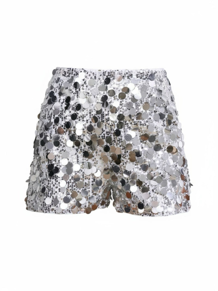 1980s Metallic Sequined Disco Shorts - vintage fashion, retro style