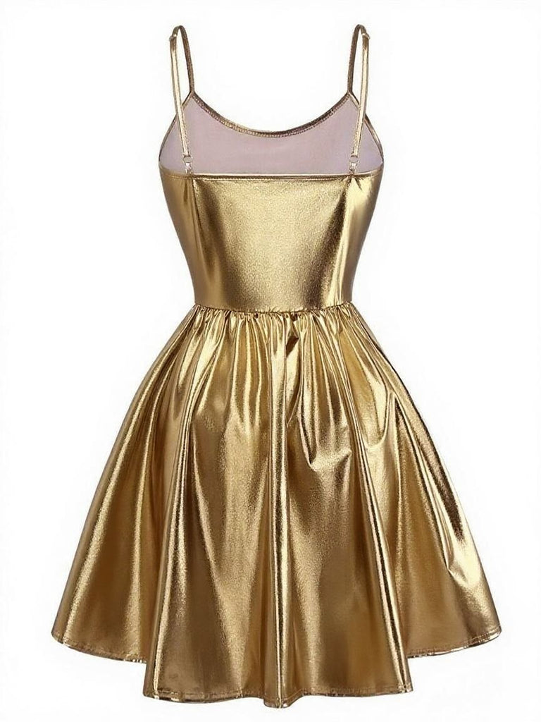1980s Metallic Spaghetti Strap Party Dress - vintage dress, retro fashion