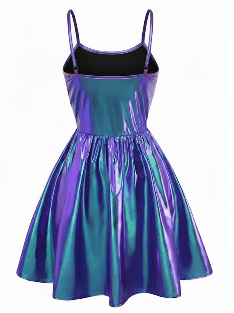 1980s Metallic Spaghetti Strap Party Dress - vintage dress, retro fashion