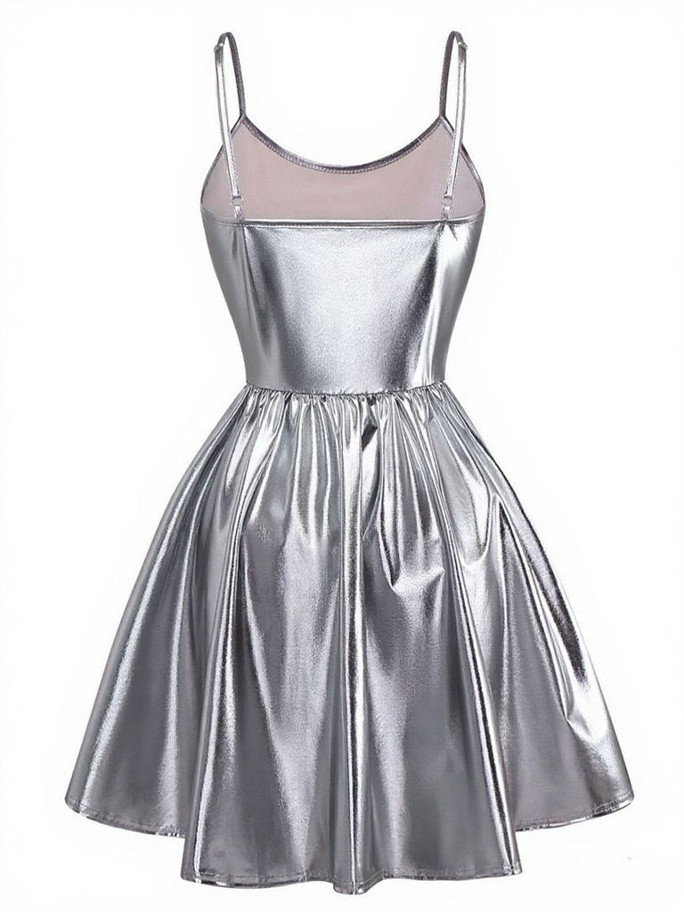1980s Metallic Spaghetti Strap Party Dress - vintage dress, retro fashion