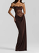 1980s Off-Shoulder Lace Bodice Maxi Dress - vintage dress, retro fashion