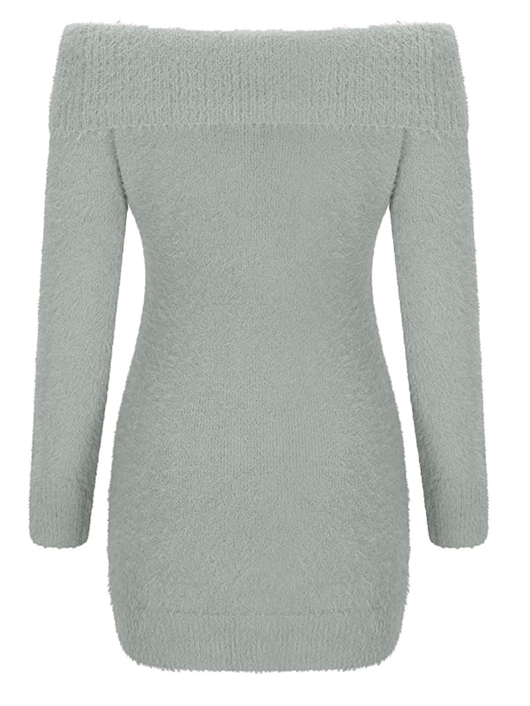 1980s Off-Shoulder Mohair Long Sleeves Dress - vintage dress, retro fashion