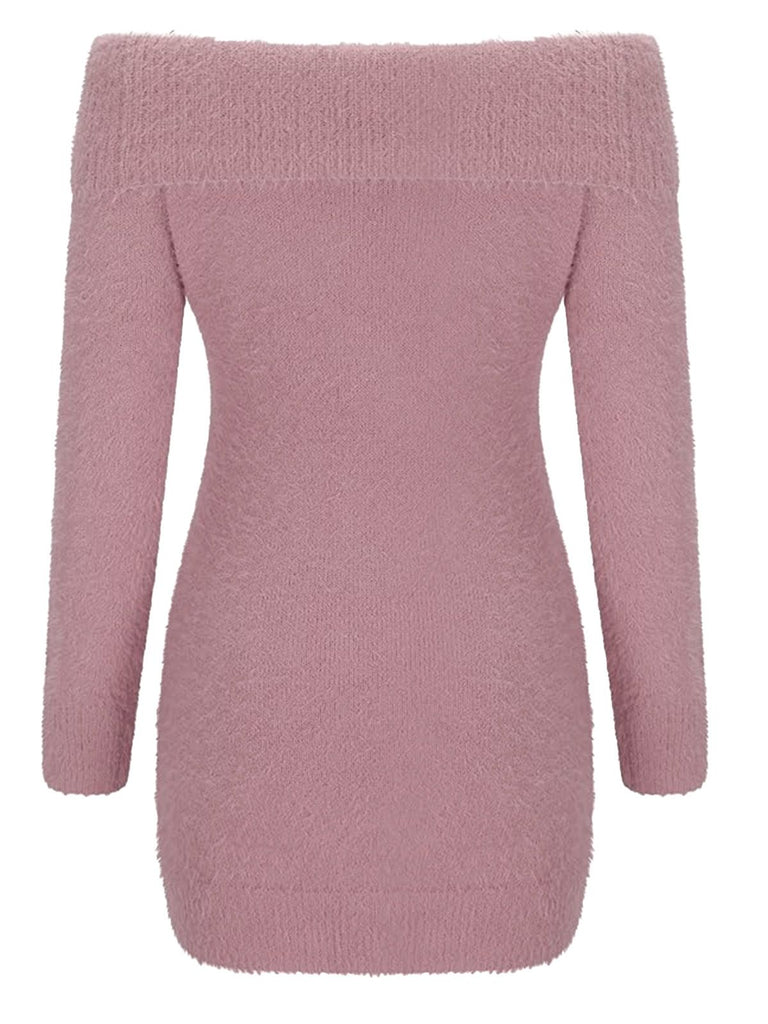 1980s Off-Shoulder Mohair Long Sleeves Dress - vintage dress, retro fashion