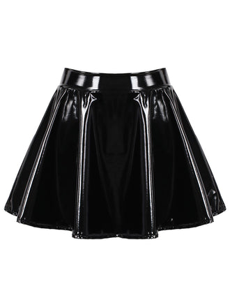 She sways in this 1980s Patent Leather Pleated Mini Skirt and it's pure 1980s magic