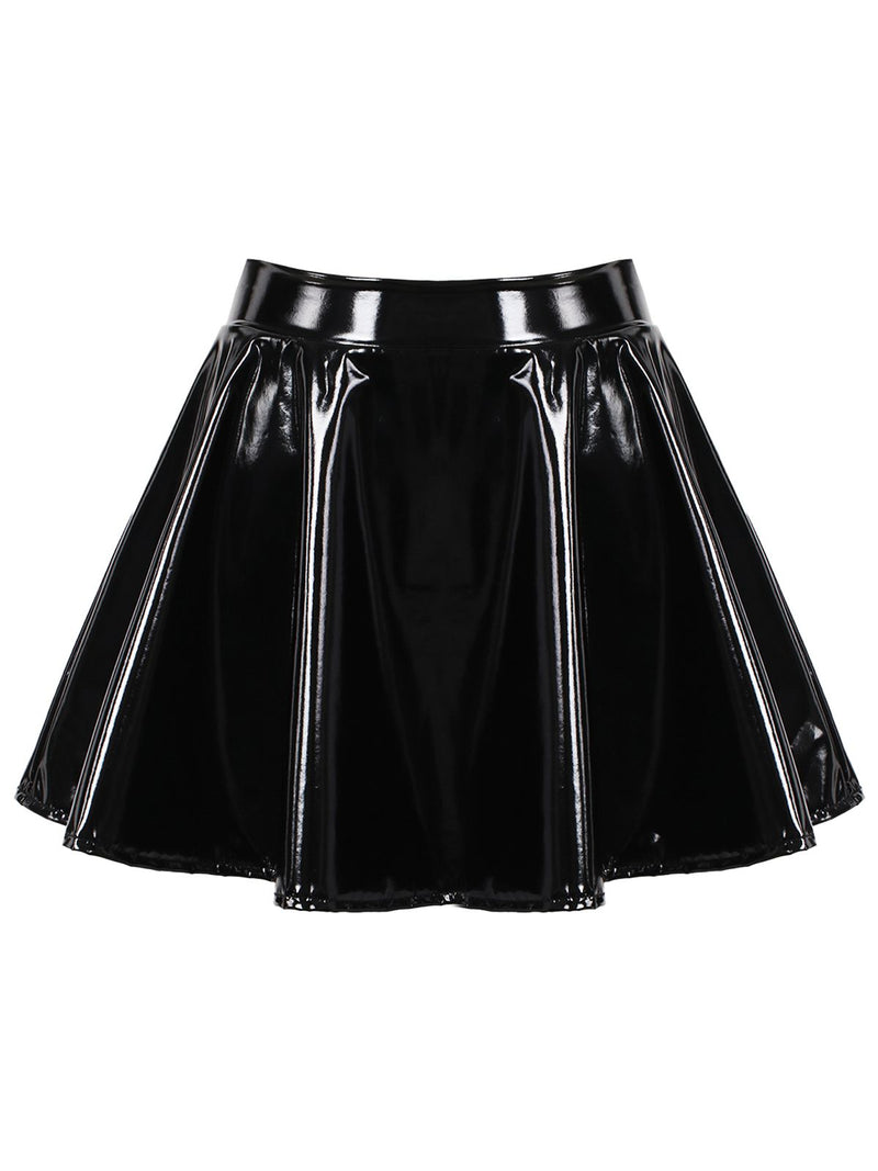 1980s Patent Leather Pleated Mini Skirt | Retro Stage