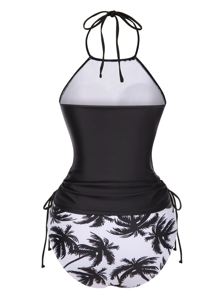 Vrouwelijke Retro Vrouwen Een Stuk Badpak Met Rok Groene Badmode Cover Up Blauwe Vakantie Strand Jurk Zomer Vintage Surf Dragen