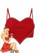 Red 1980s Valentine’s Day Heart-Shaped Rhinestone Crop Top - vintage fashion, retro style, elegant red