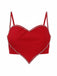 Red 1980s Valentine’s Day Heart-Shaped Rhinestone Crop Top - vintage fashion, retro style, elegant red