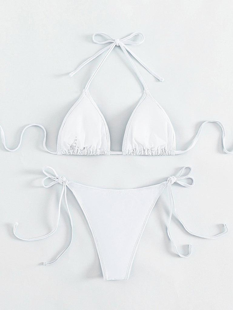 1980s Rhinestone Halter Triangle Bikini Set, vintage swimsuit, pin-up swimwear - perfect for women who love vintage and retro fashion