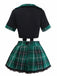 1980s Sexy Lace-Up Plaid Pajama Set - vintage fashion, retro style