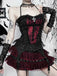 2PCS Black 1980s Gothic Steampunk Halter Cross Camisole & Mini Skirt - vintage skirt, retro style, classic black