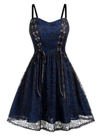Wine Red 1980s Skull Pattern Gothic Style Dress, vintage dress, retro fashion - perfect for women who love vintage and retro fashion