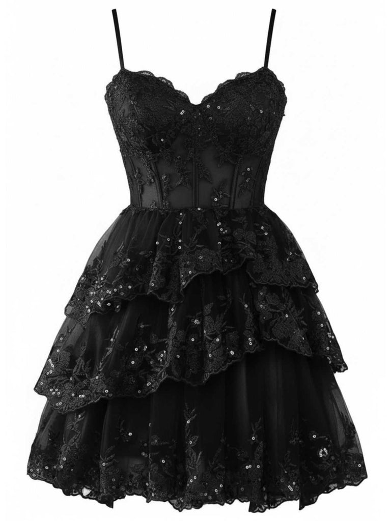 1980s Slip Sequin Lace Tiered Tulle Corset Dress - vintage dress, retro fashion, elegant red