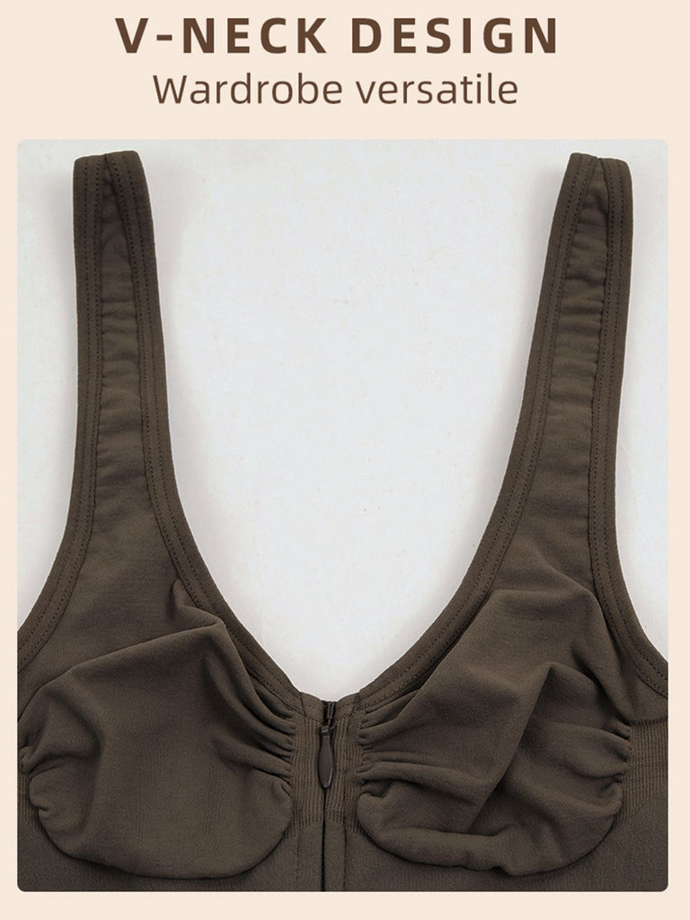 1980s Solid Front Zipper Shapwear Bodysuit - vintage fashion, retro style