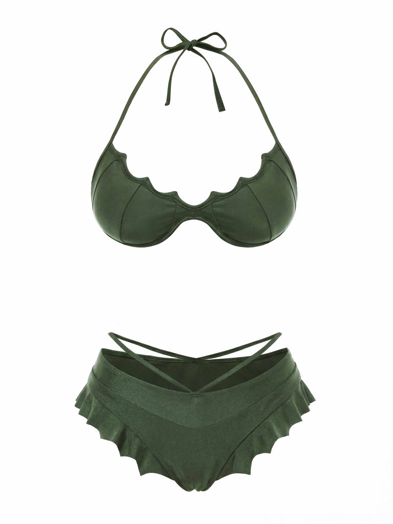 Black 1980s Solid Gothic Bat Wings Bikini Set, vintage swimsuit, pin-up swimwear - perfect for women who love vintage and retro fashion
