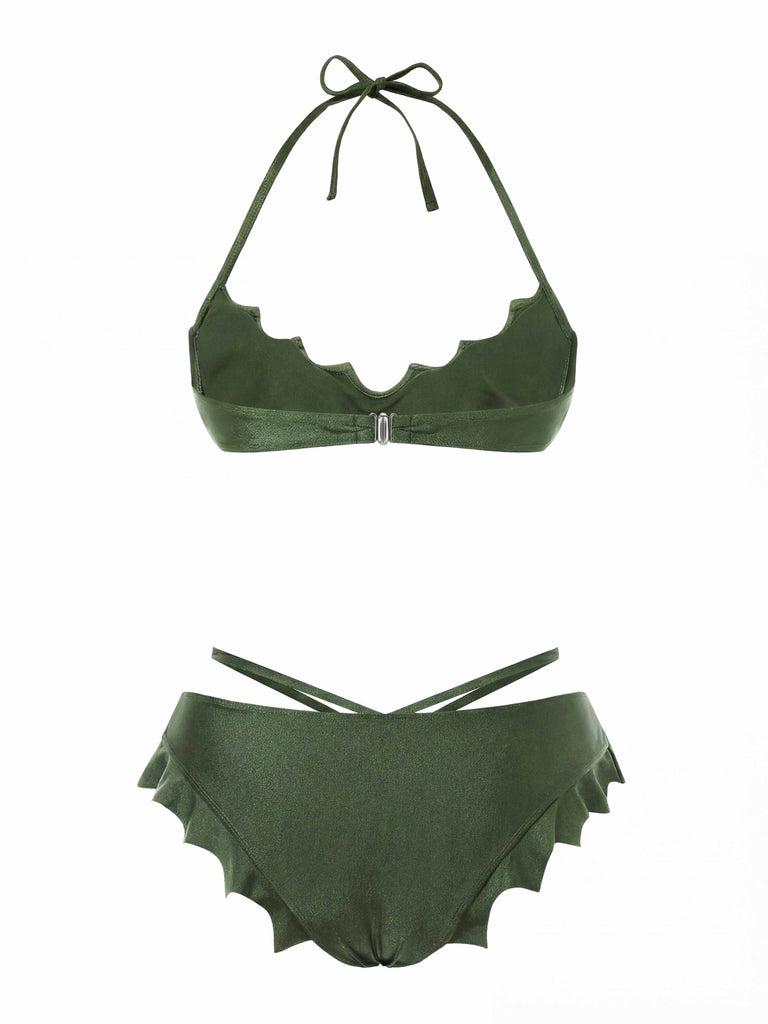 Black 1980s Solid Gothic Bat Wings Bikini Set, vintage swimsuit, pin-up swimwear - perfect for women who love vintage and retro fashion