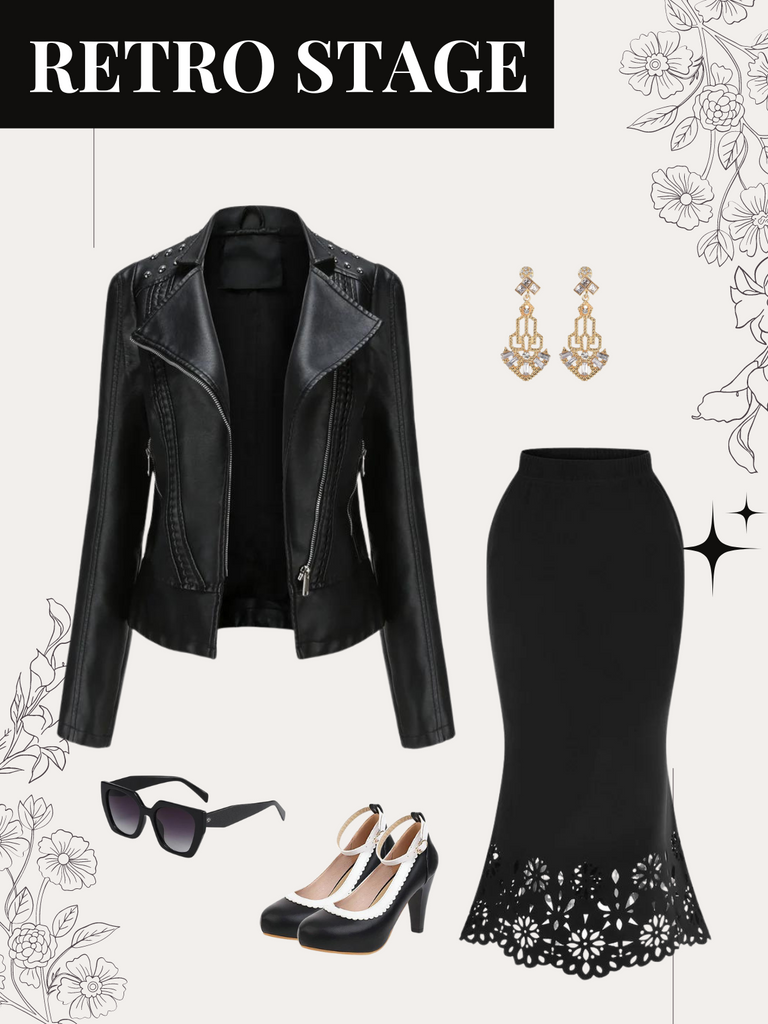 She throws on this 1980s Solid Lapel Leather Jacket and the city feels like 1980s Paris