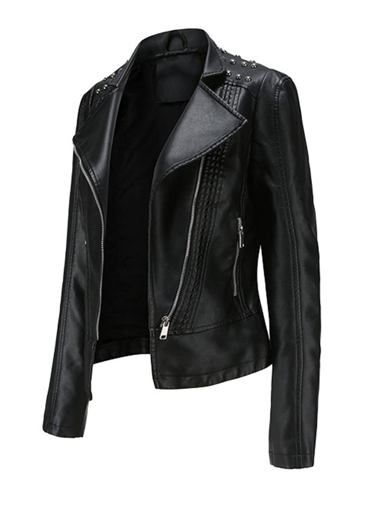 1980s Solid Lapel Leather Jacket: 1980s tailoring for the woman who leads
