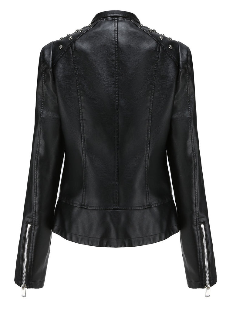 This 1980s Solid Lapel Leather Jacket is her armor of 1980s elegance