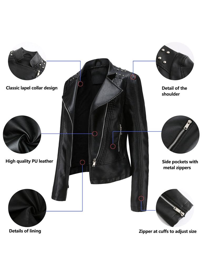 1980s Solid Lapel Leather Jacket — 1980s sophistication that wraps her in quiet power