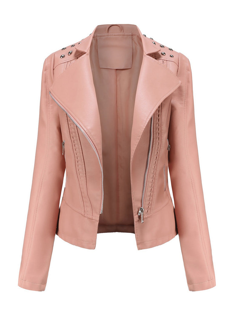 She throws on this 1980s Solid Lapel Leather Jacket and the city feels like 1980s Paris