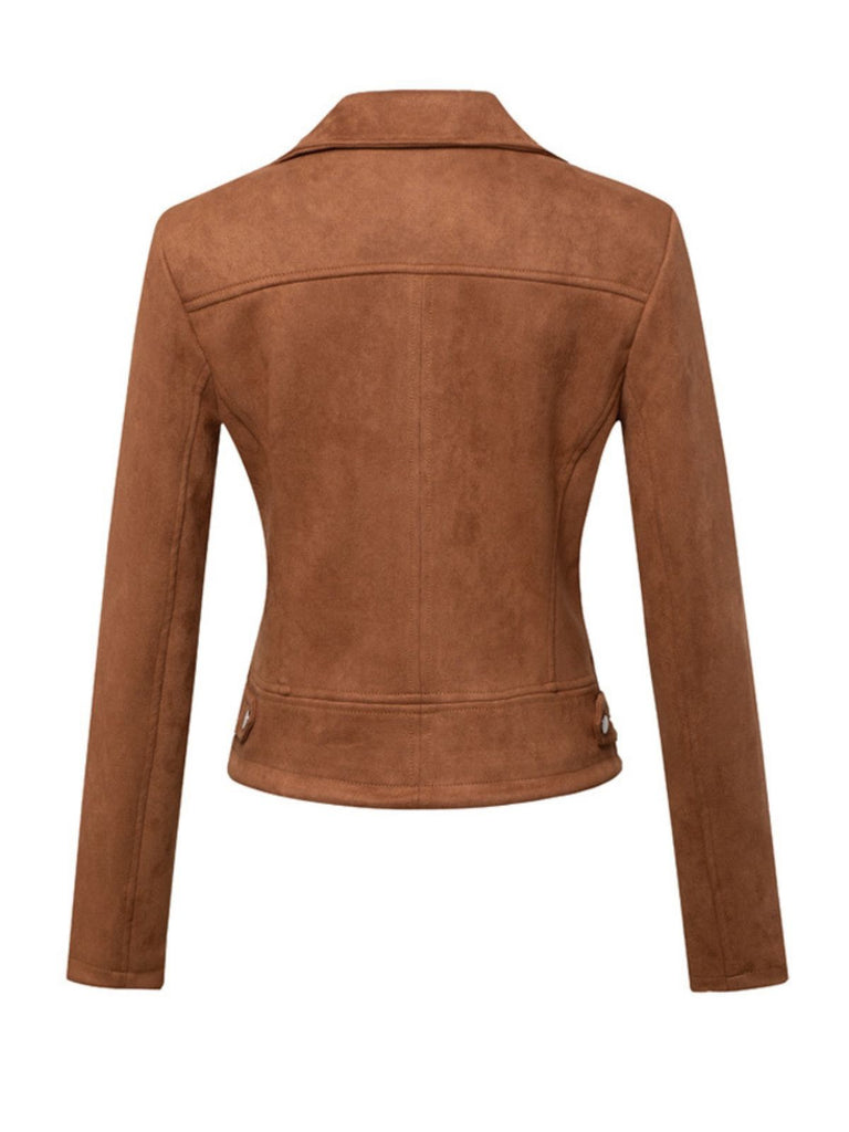 1980s Solid Lapel Suede Leather Jacket - vintage fashion, retro style