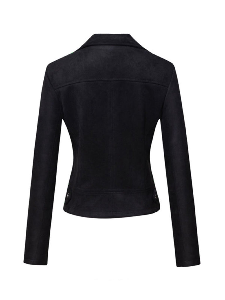 1980s Solid Lapel Suede Leather Jacket - vintage fashion, retro style