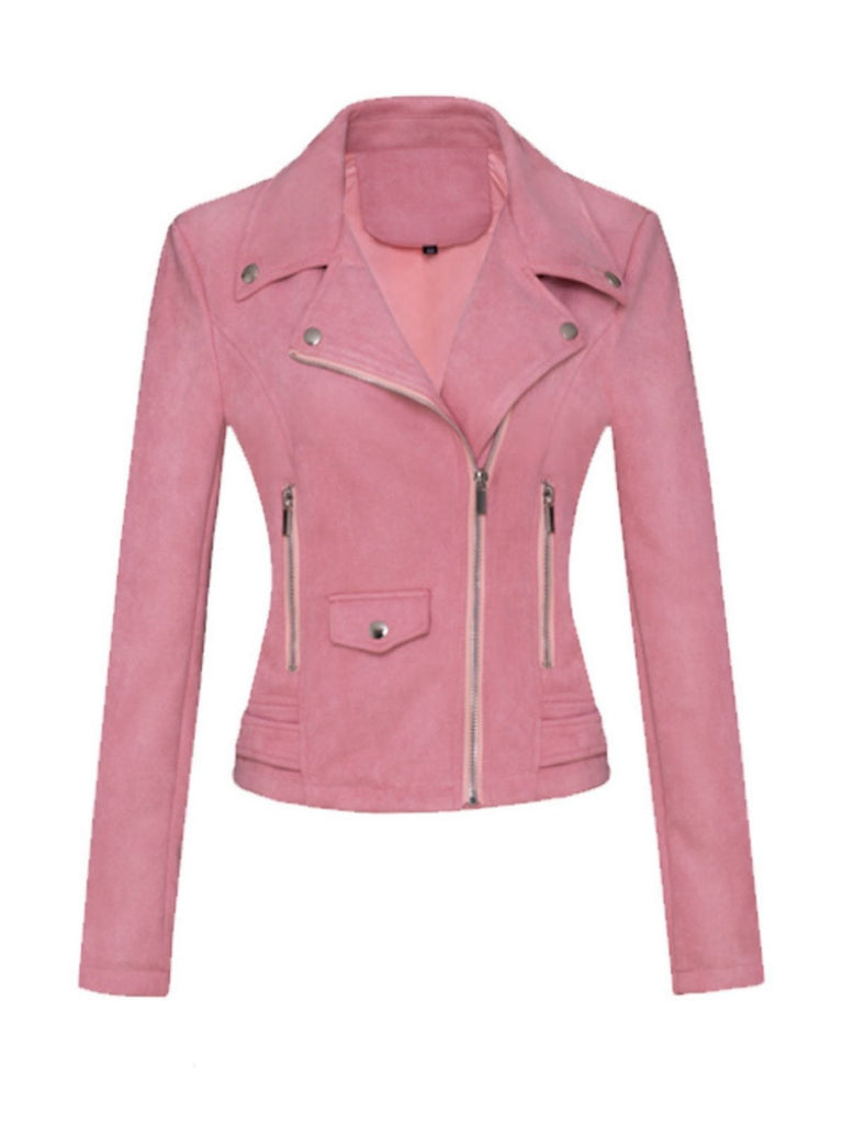 1980s Solid Lapel Suede Leather Jacket - vintage fashion, retro style