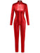 1980s Solid PU Leather Zipper Jumpsuit - vintage jumpsuit, retro fashion