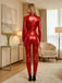 1980s Solid PU Leather Zipper Jumpsuit - vintage jumpsuit, retro fashion