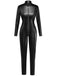 1980s Solid PU Leather Zipper Jumpsuit - vintage jumpsuit, retro fashion