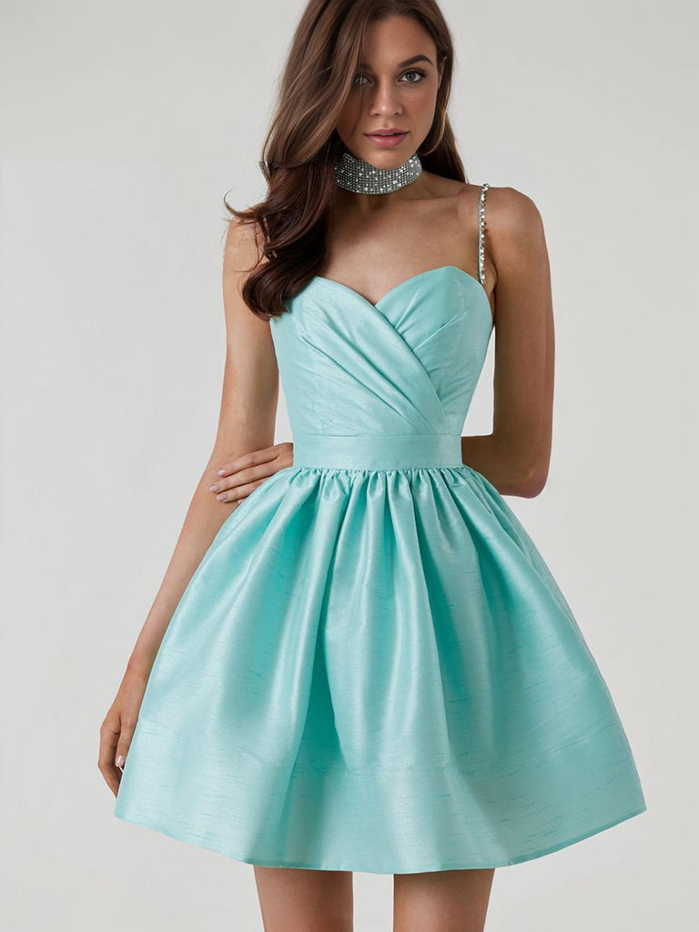 1980s Solid Rhinestone Straps Puffy Dress — a 1980s silhouette that turns sidewalks into runways