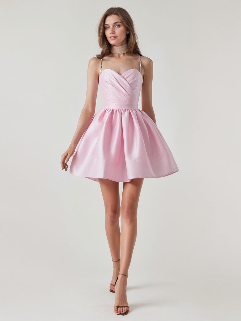 1980s Solid Rhinestone Straps Puffy Dress — a 1980s silhouette that turns sidewalks into runways