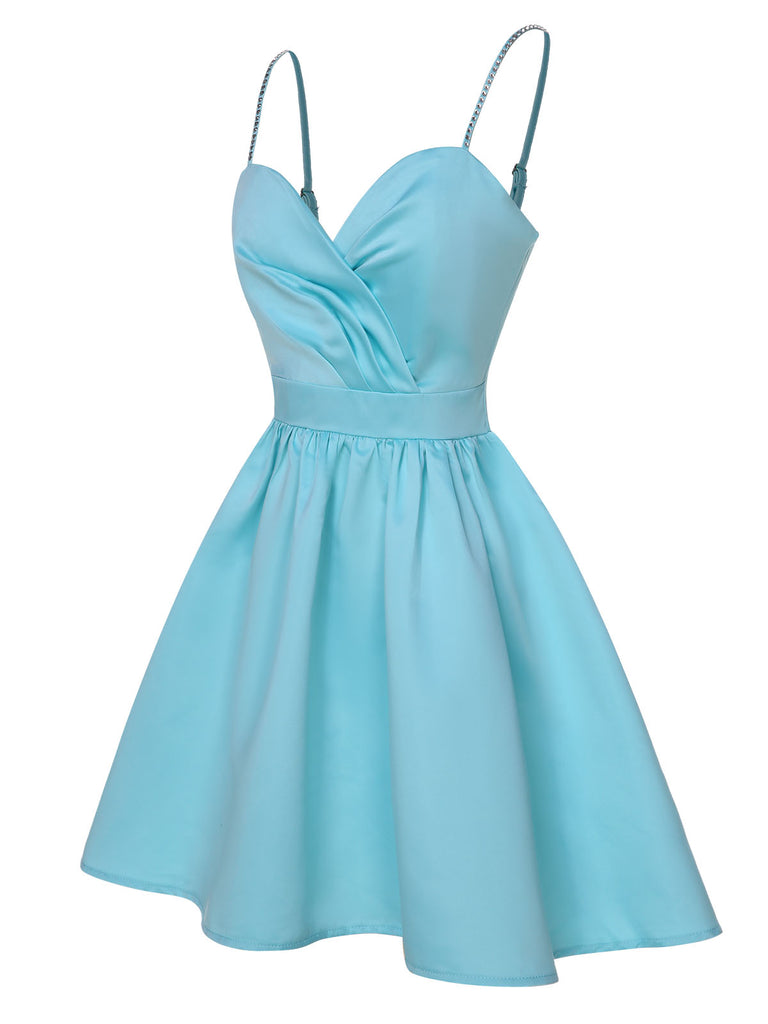 1980s Solid Rhinestone Straps Puffy Dress — the kind of 1980s dress that makes strangers smile