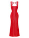 1980s Solid Sequined Mesh Buckle Square Neck Dress - vintage dress, retro fashion