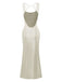 1980s Solid Sequined Mesh Buckle Square Neck Dress - vintage dress, retro fashion
