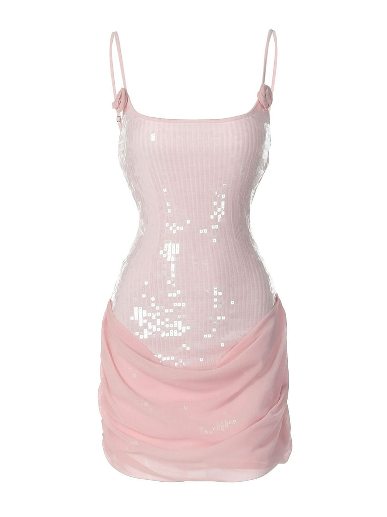 1980s Solid Sequined Patchwork Mini Dress - vintage dress, retro fashion