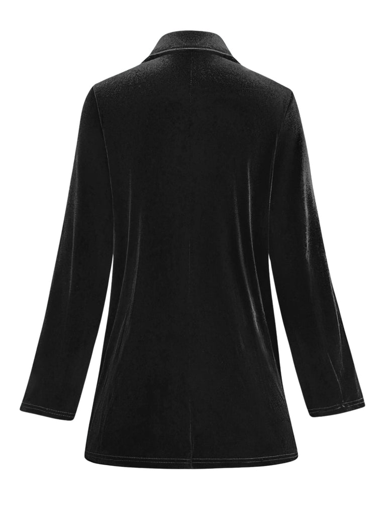1980s Solid Velvet Double-Breasted Lapel Blazer - vintage fashion, retro style