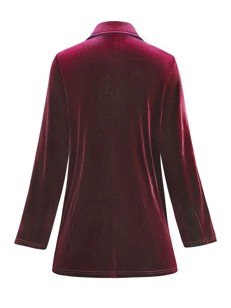 1980s Solid Velvet Double-Breasted Lapel Blazer, vintage fashion, retro style - perfect for women who love vintage and retro fashion