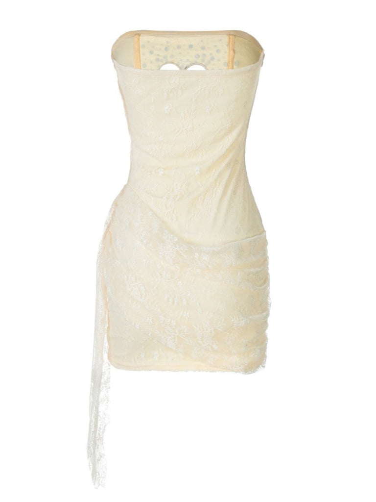 1980s Strapless Heart Cutout Diamond Lace Dress - vintage dress, retro fashion